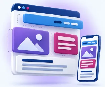 Illustration of a half-built web page next to its mobile version